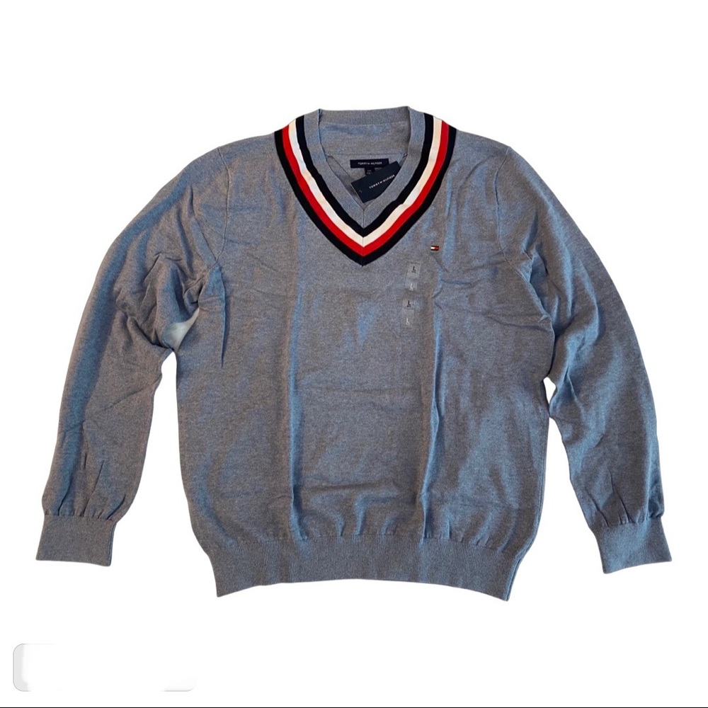 NWT Tommy Hilfiger V-Neck Sweater with a Stripe Design